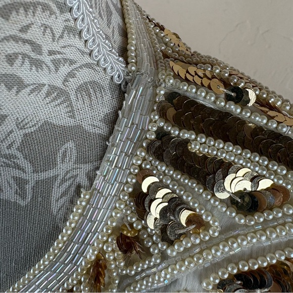 Vintage Royal Feelings Cream Ivory Embellished Beaded Evening Jacket Silk 2X - Picture 15 of 15